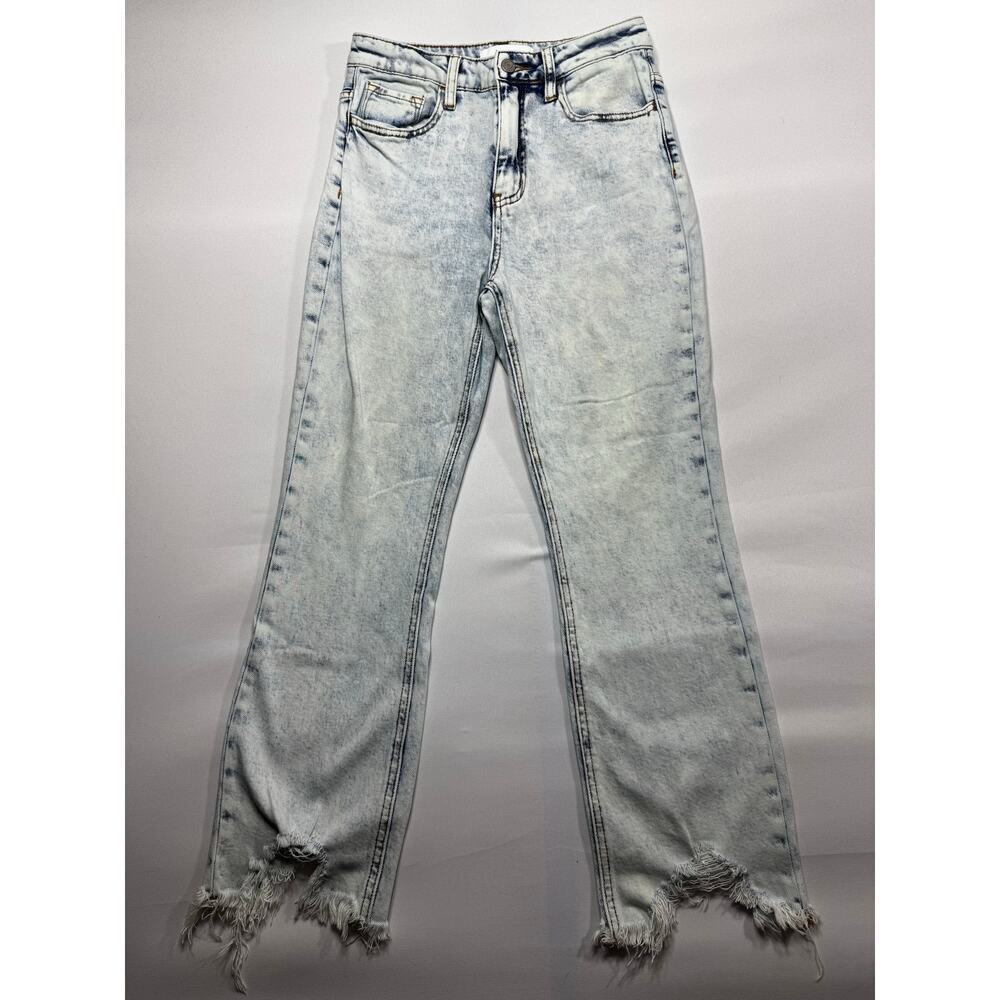 Vervet Women's Straight Distressed Hem Acid Wash  Jeans - Size 26‎ (27x26.5)*